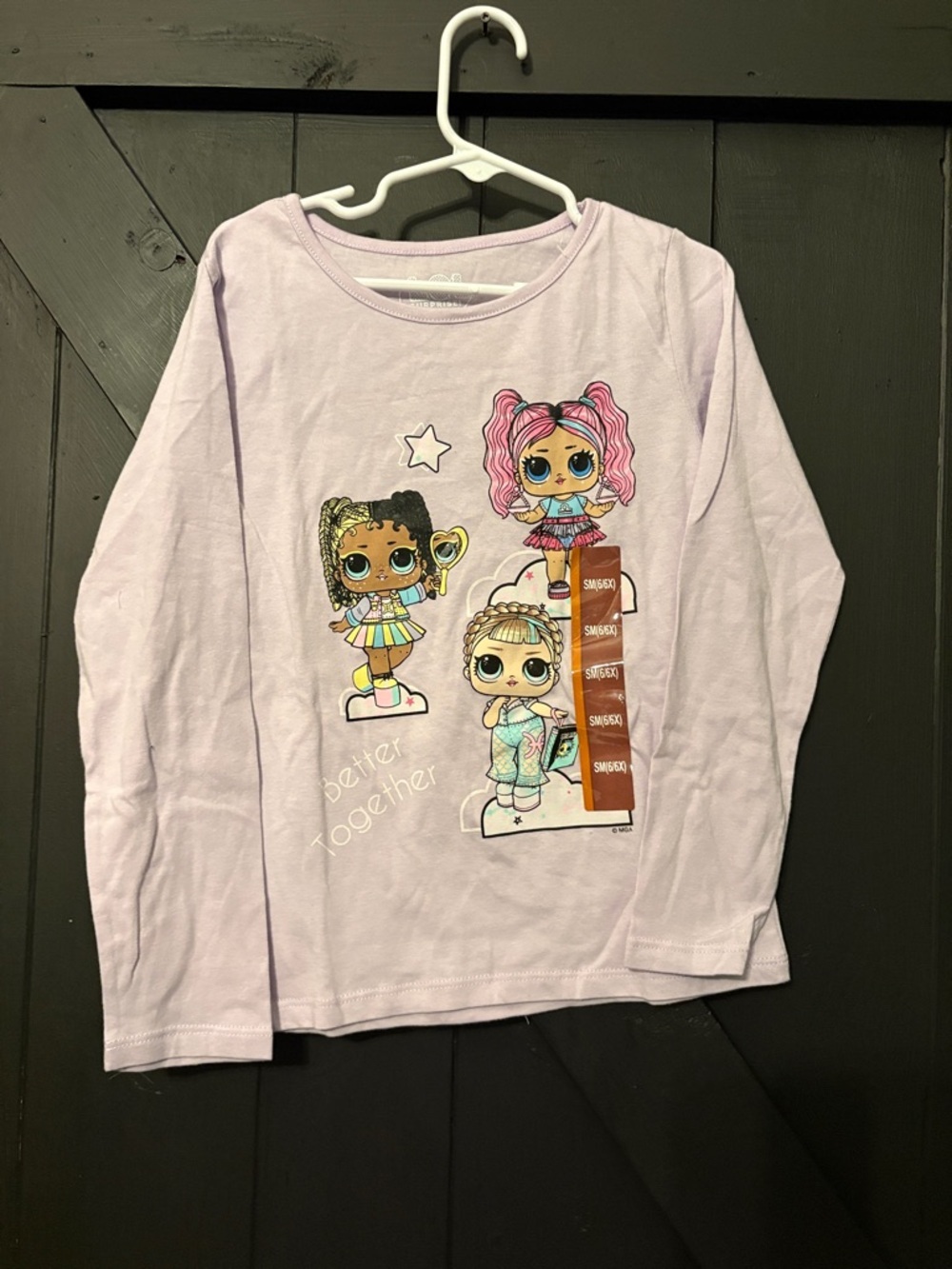 L.O.L. Vintage Lavender Long Sleeve Tee with Colorful Doll Graphic